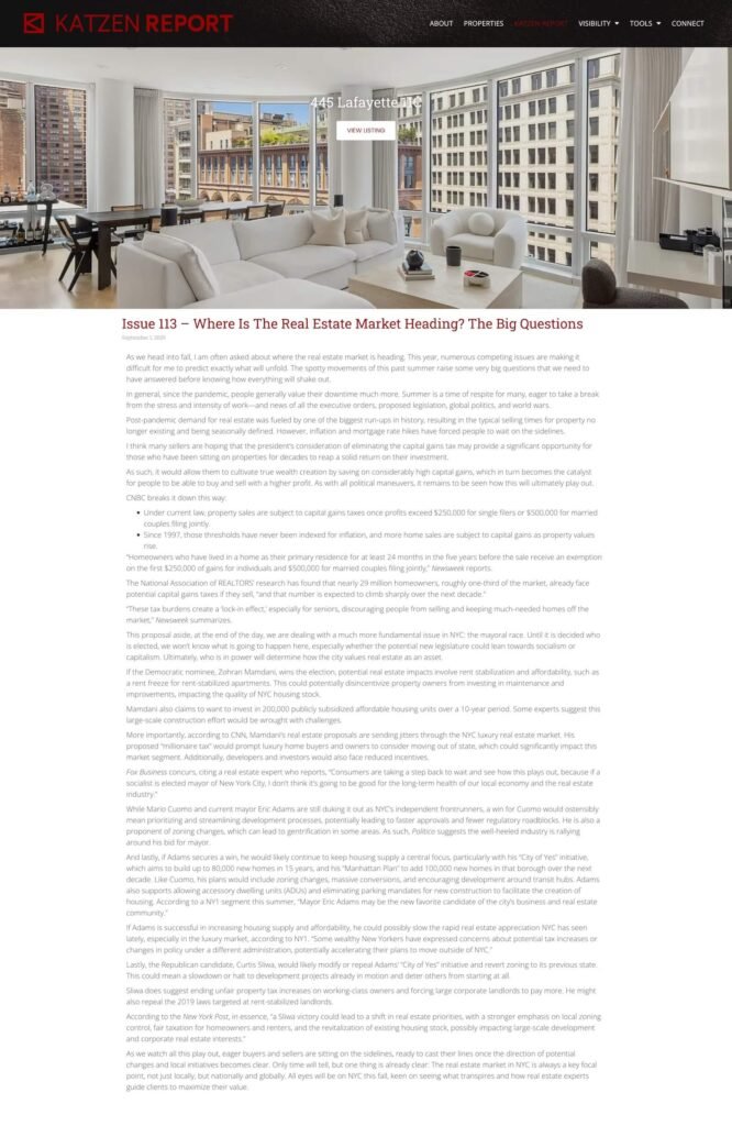 Issue 113 – Where is the Real Estate Market Heading? The Big Questions